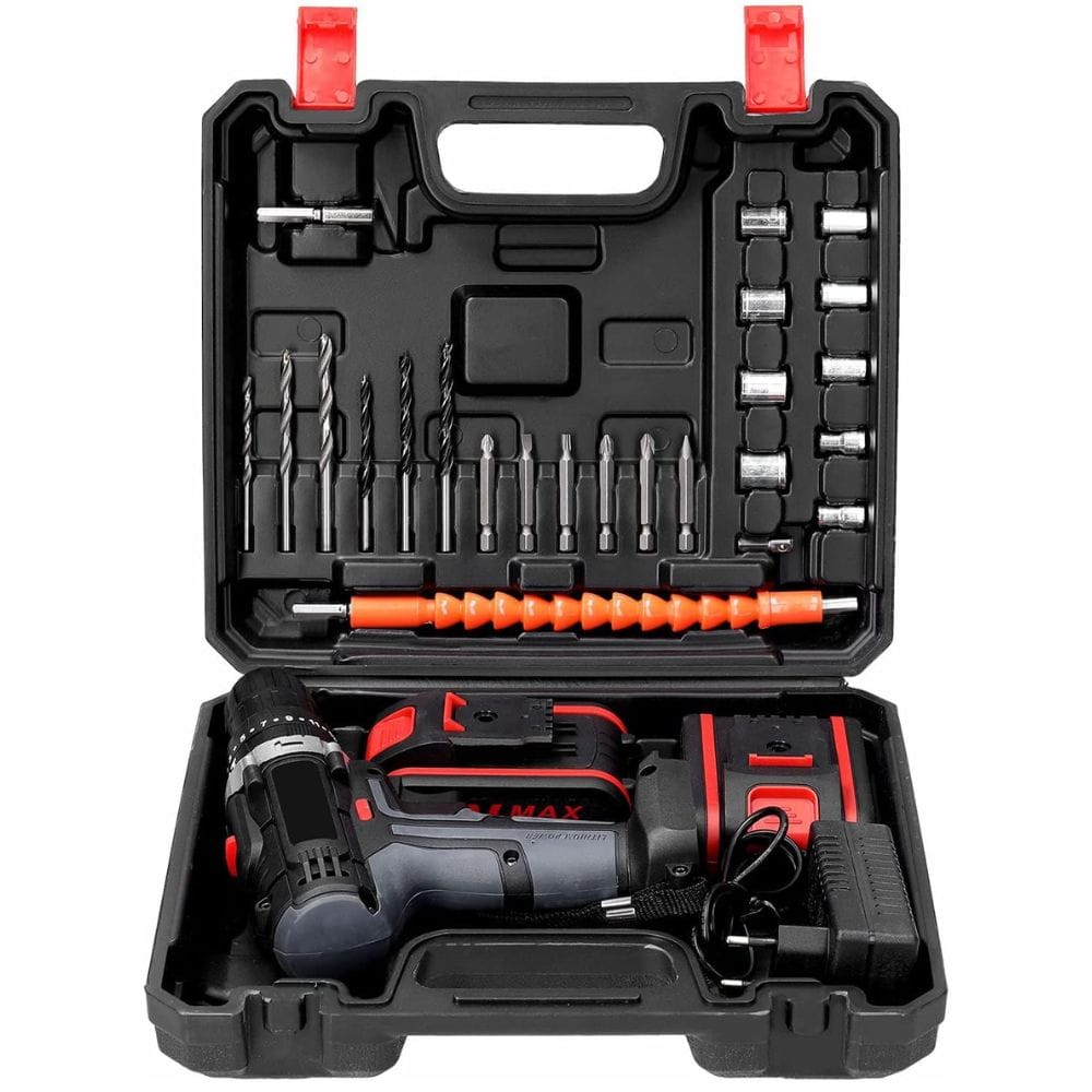 Mesin Bor Baterai 21V Cordless Drill Portable Dual Speed Bor Cas Baterai Tangan Listrik Set Lengkap - Gambar 5