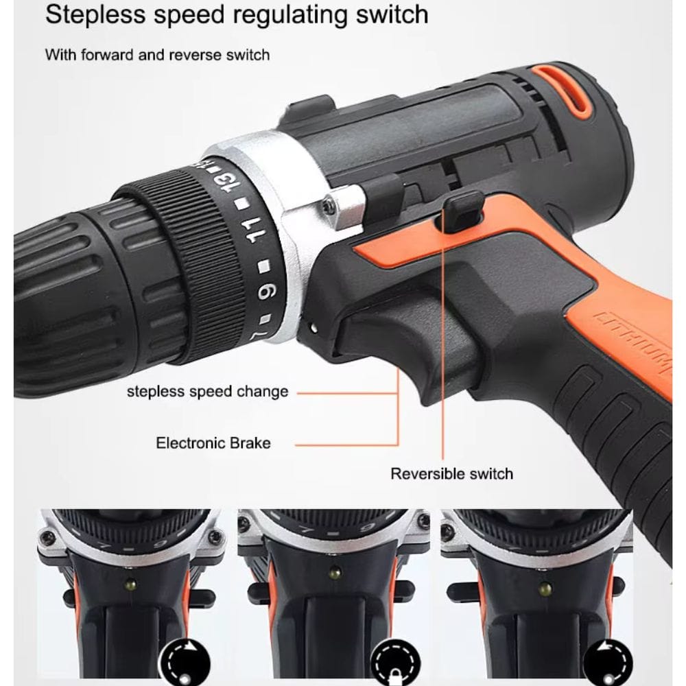 Mesin Bor Listrik Cordless Drill Aotuo 12V Portable Set 2 Baterai - Gambar 2
