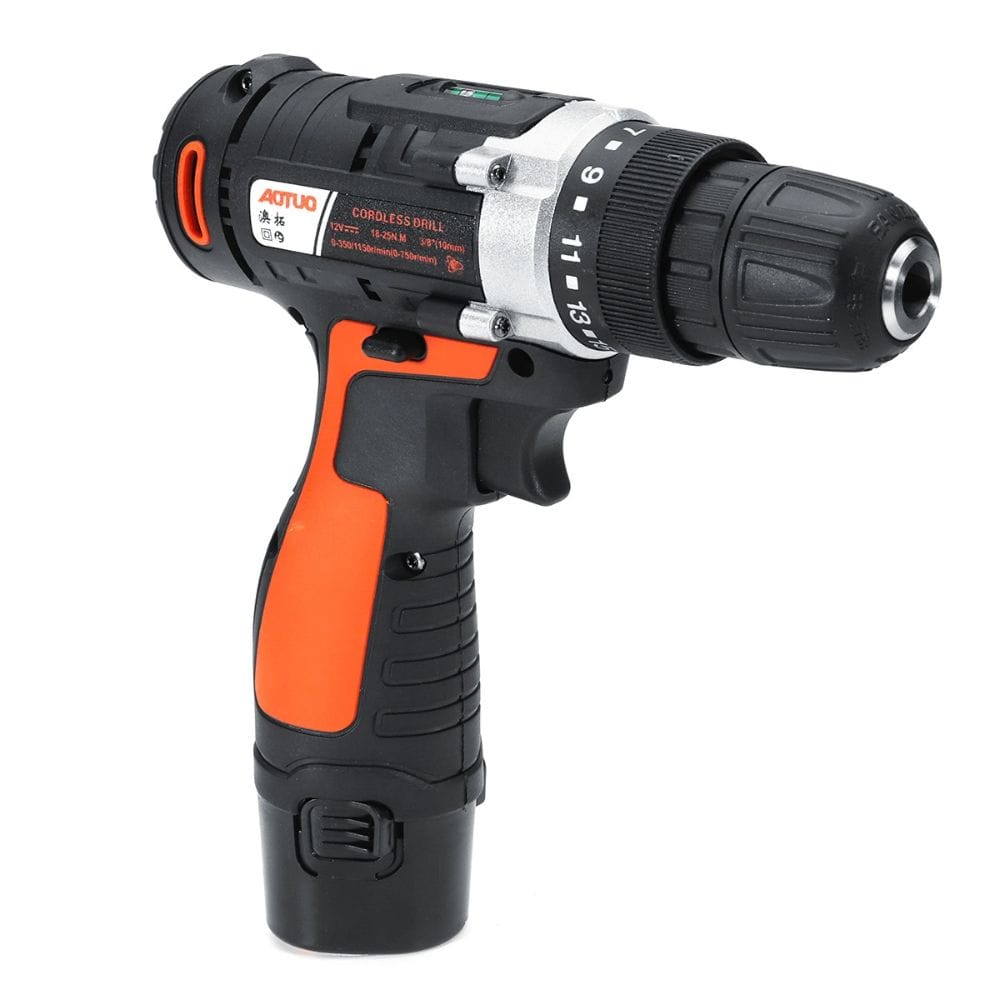 Mesin Bor Listrik Cordless Drill Aotuo 12V Portable Set 2 Baterai - Gambar 4