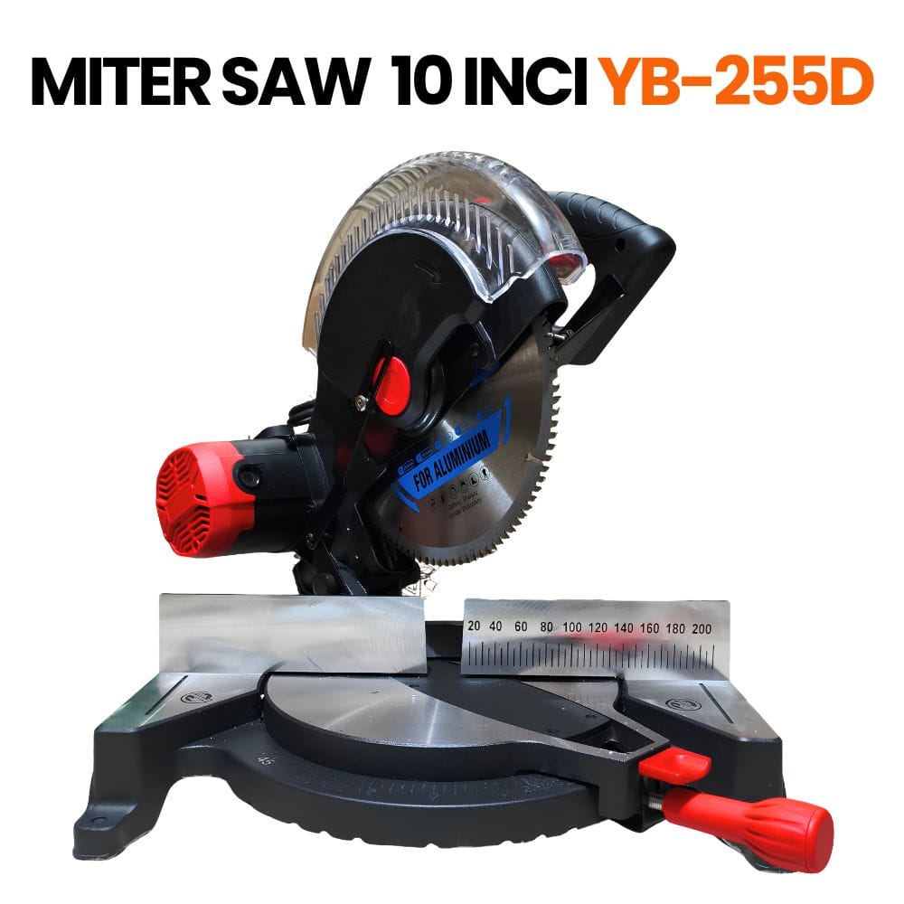 Mesin Miter Saw 10 Inch Potong Aluminium Besi Kayu 2200W YB-255D