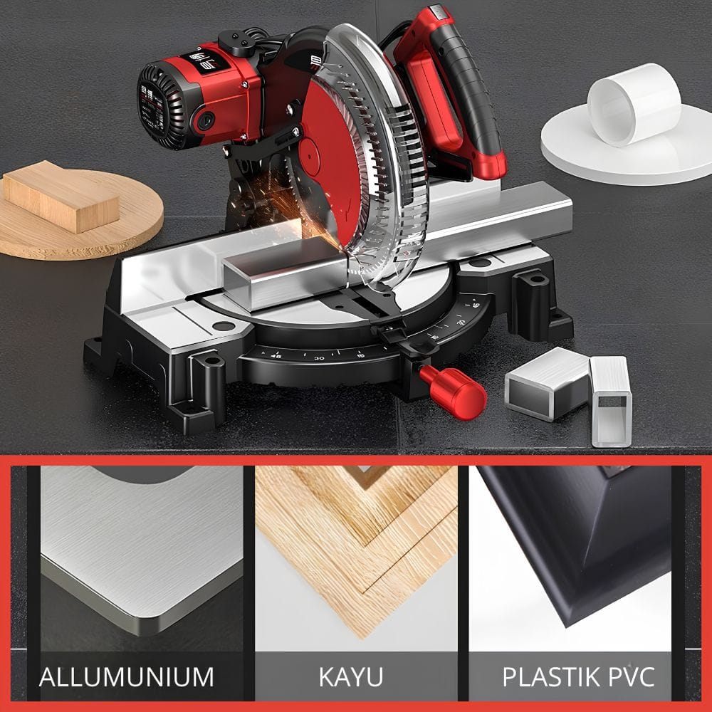 Miter Saw 10 Inch YB-255D Mesin Potong Aluminium Besi Kayu 2200W - Gambar 2