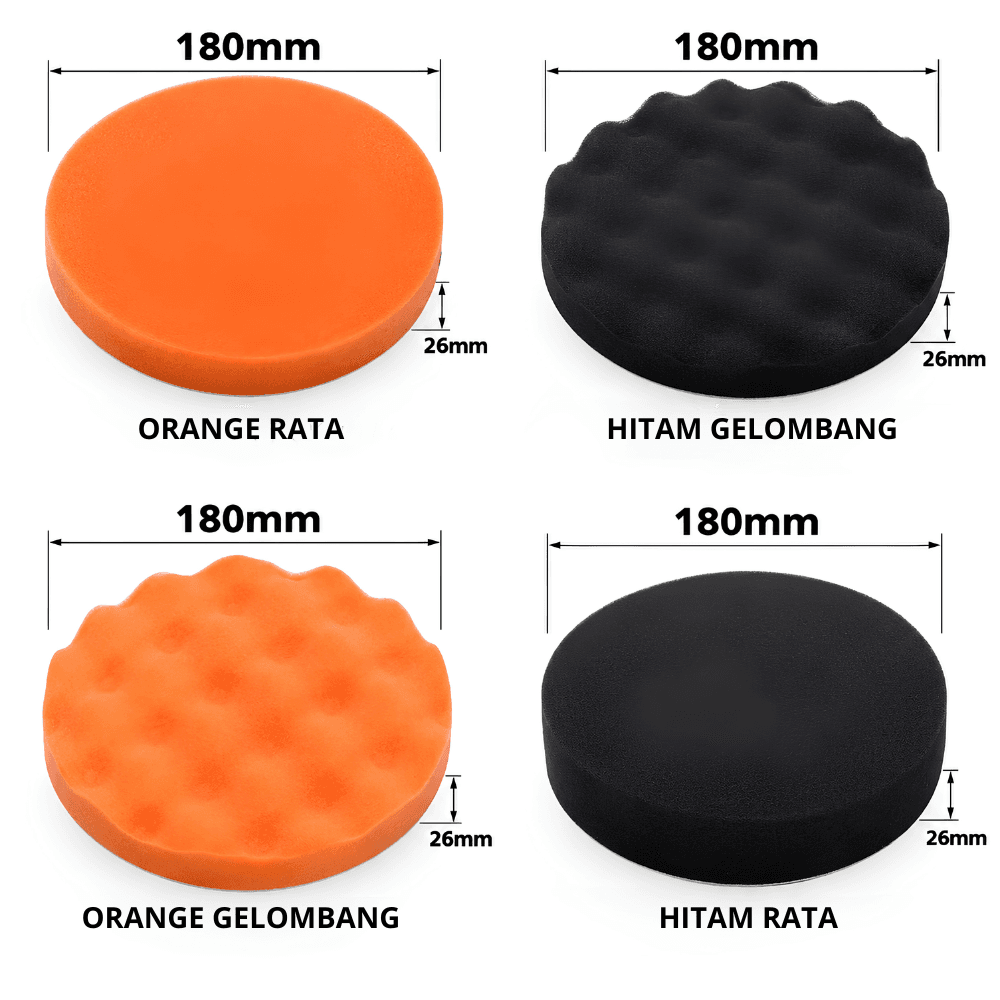 Busa Poles Mobil 7 Inch Gelombang Sponge Wave Pad Compounding 180mm - Gambar 2