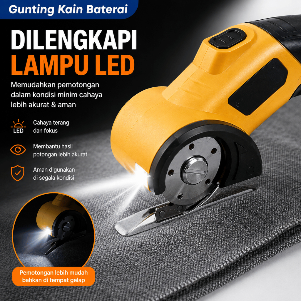 Gunting Kain Baju Elektrik 4V - 2 Pisau (Kuning) - Gambar 4