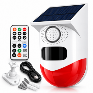 Alarm Sensor Gerak PIR Tenaga Surya Outdoor dengan Remote Kontrol