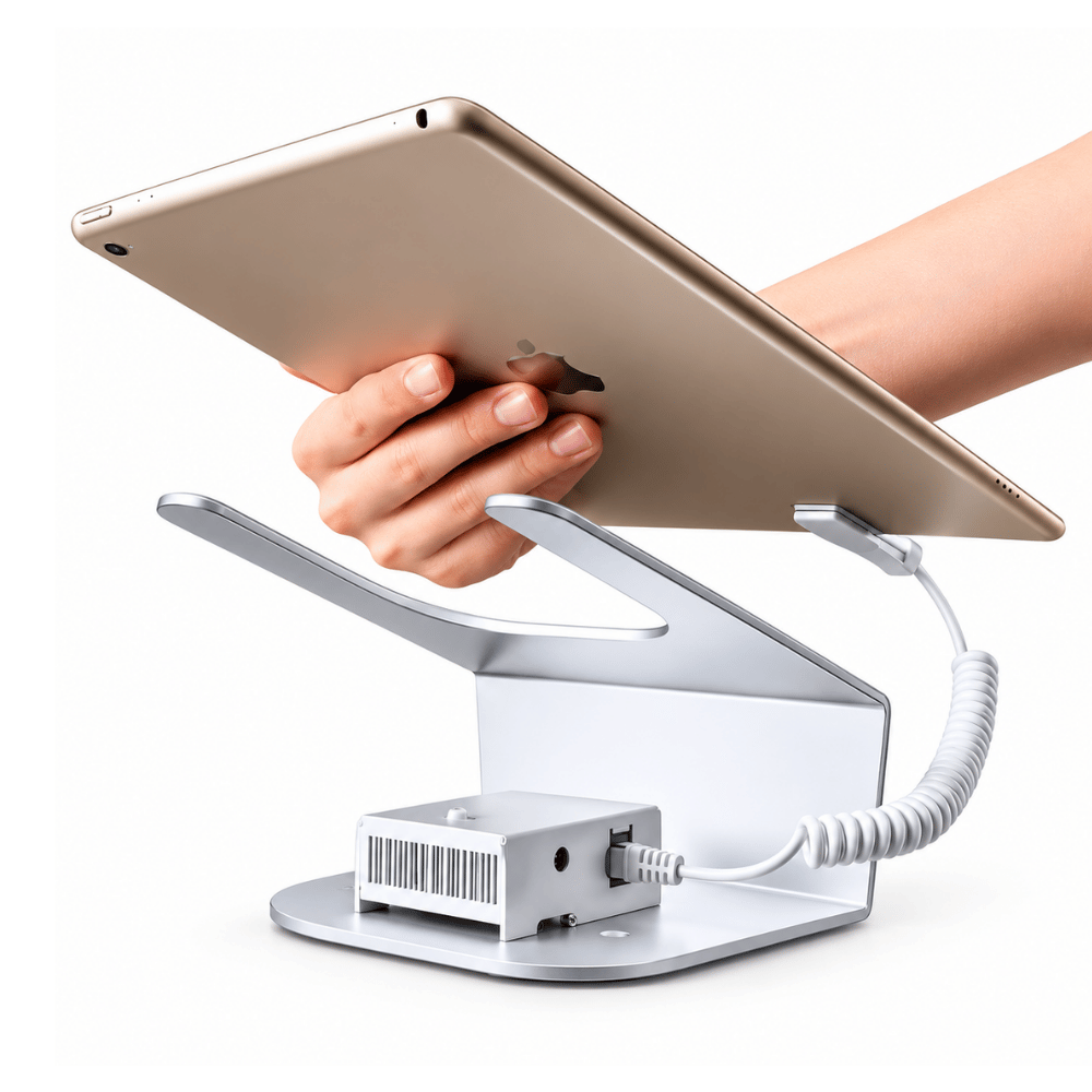 Stand Holder Tablet Anti Maling dengan Alarm dan Remote Kontrol
