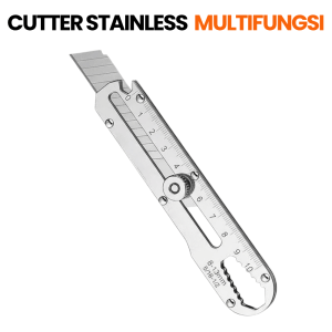 Cutter Stainless Multifungsi 6 in 1 Pisau Pemotong Kertas Pembuka Baut Botol Kaleng