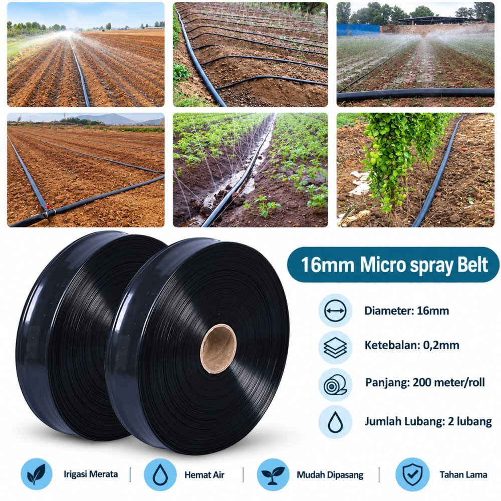 Selang Drip Irigasi Micro Spray 2 5 7 Lubang Selang Tetes Air Tanaman Kebun Roll 150M 200M - Gambar 5