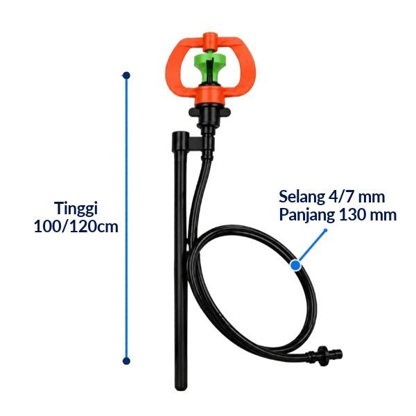 Paket Alat Penyiraman Tanaman Otomatis Sprinkler Micro + Tiang Irigasi 100/120cm Alat Penyiram Tanaman Irigasi - Gambar 5