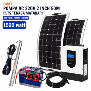 Paket Pompa Air Sibel 2 Inch 370W 220V Inverter Hybrid 1500W PLTS Tenaga Surya