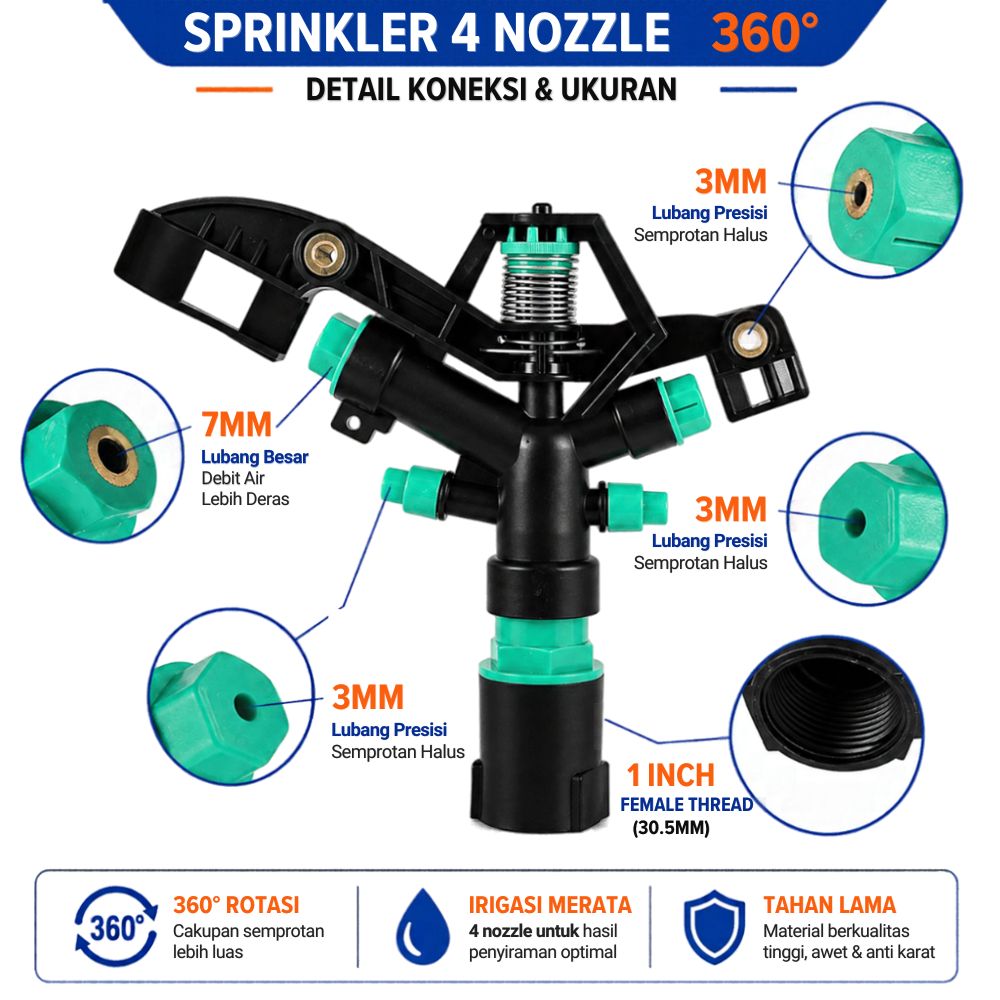 Sprinkler Irigasi Pertanian Alat Penyiraman Otomatis Taman & Kebun - Gambar 2