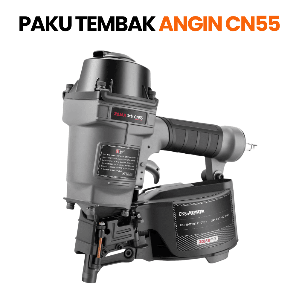 Mesin Paku Tembak Angin Coil Nailer CN55 ZOJAR Paku 25-57mm Peti Palet Kayu