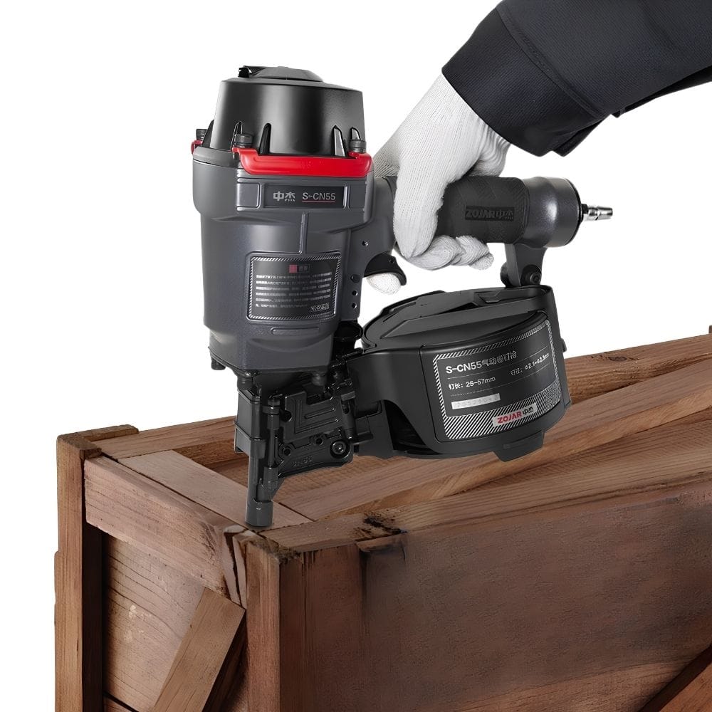 Mesin Paku Tembak Angin Coil Nailer CN55 ZOJAR Paku 25-57mm Peti Palet Kayu - Gambar 5