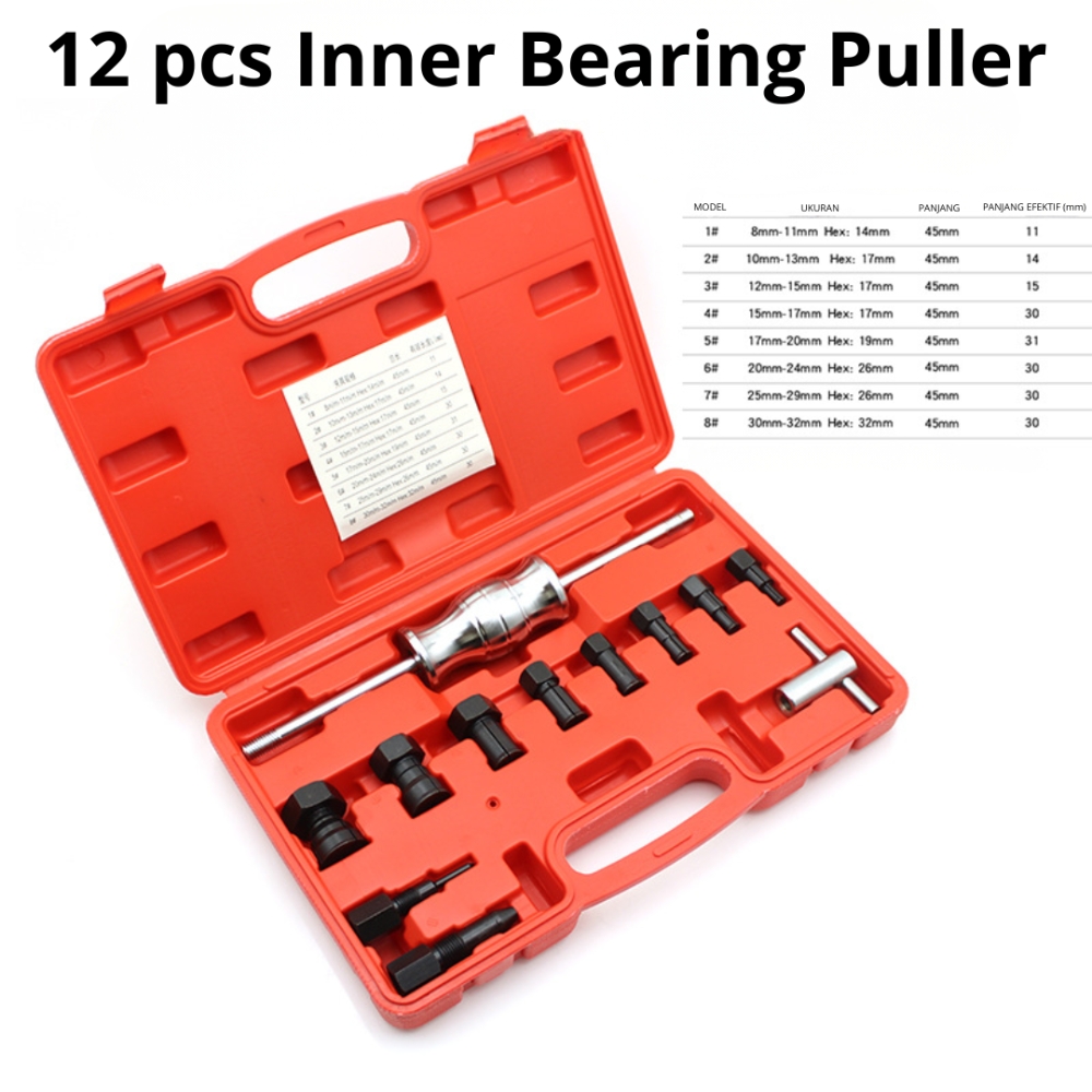 Treker Bearing Dalam Set 12 Pcs Slide Hammer Inner Bearing Puller 8-32mm - Gambar 3