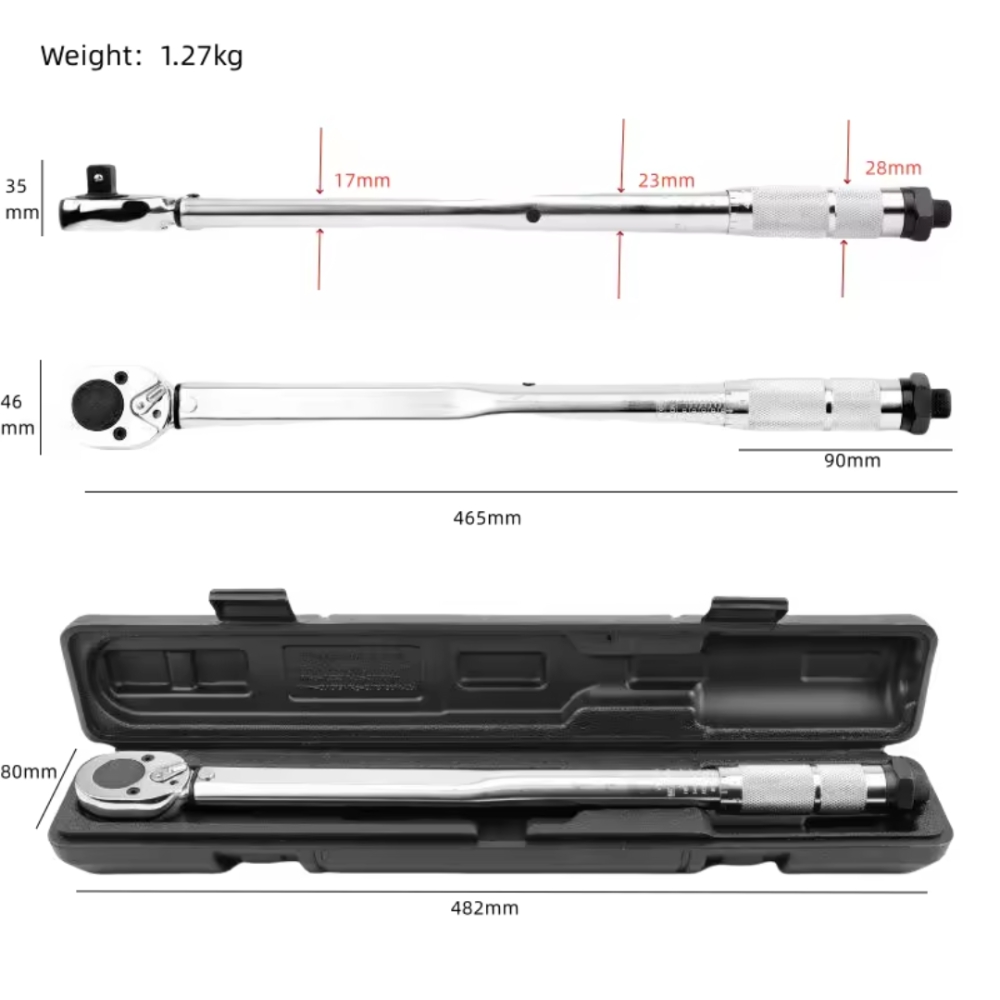 Kunci Momen 1/2 Inci 28-210 Nm Kunci Torsi Preset Ratchet Mobil Motor Cr-V - Gambar 2