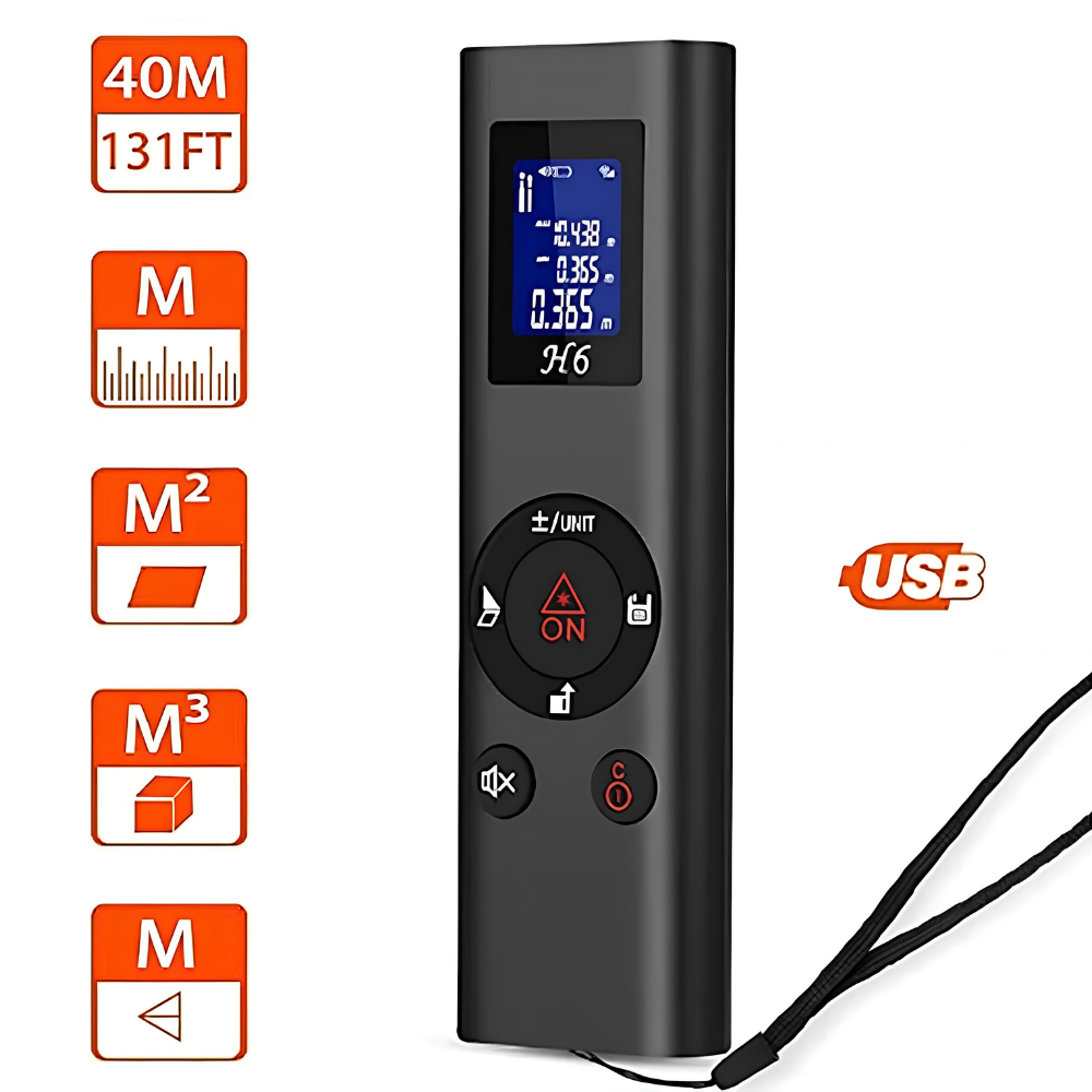 Laser Distance Meter 40M Digital Meteran Laser Portable USB Rechargeable - Gambar 2