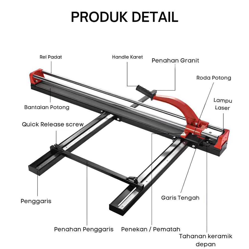 Tile Cutter Manual 60 cm Laser Guide Alat Potong Granit Kaca Stainless - Gambar 3