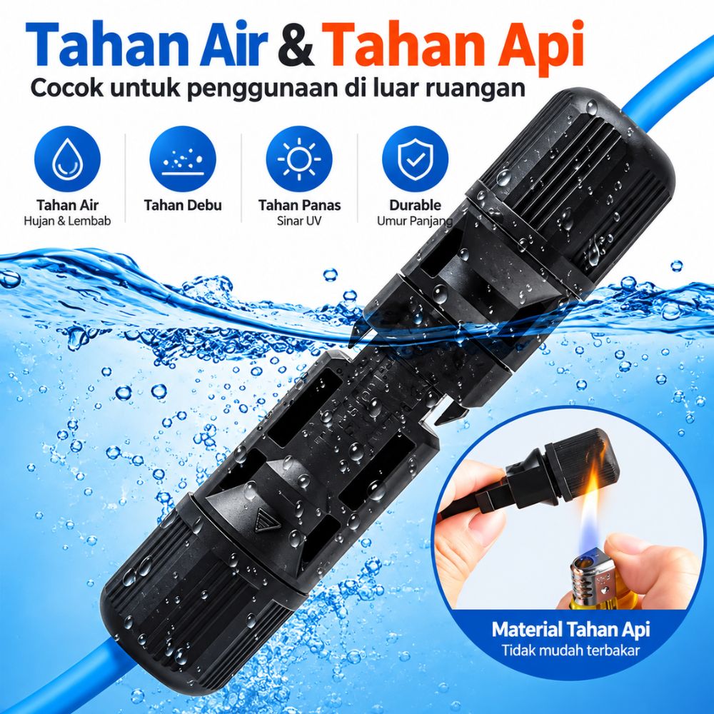 MC4 Konektor Panel Surya 1 Pasang Solar Connector Tahan Air untuk Kabel Solar Panel - Gambar 4