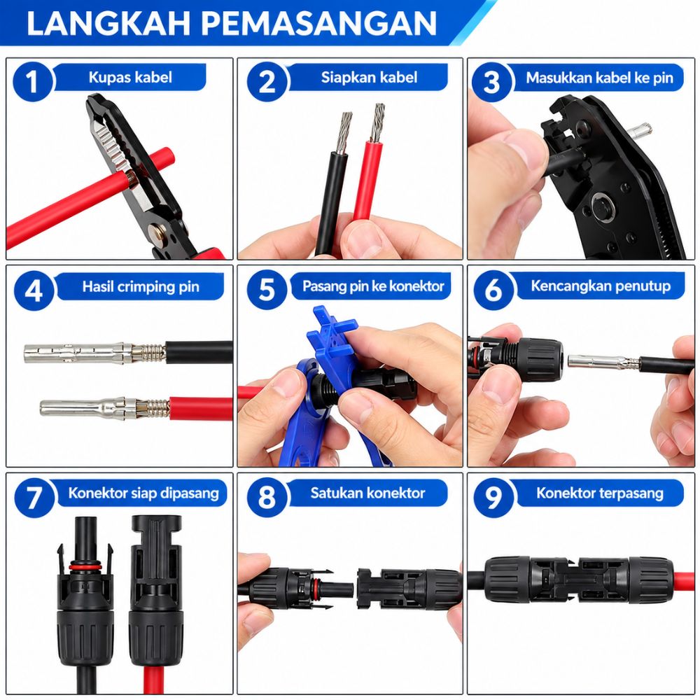 MC4 Konektor Panel Surya 1 Pasang Solar Connector Tahan Air untuk Kabel Solar Panel - Gambar 5