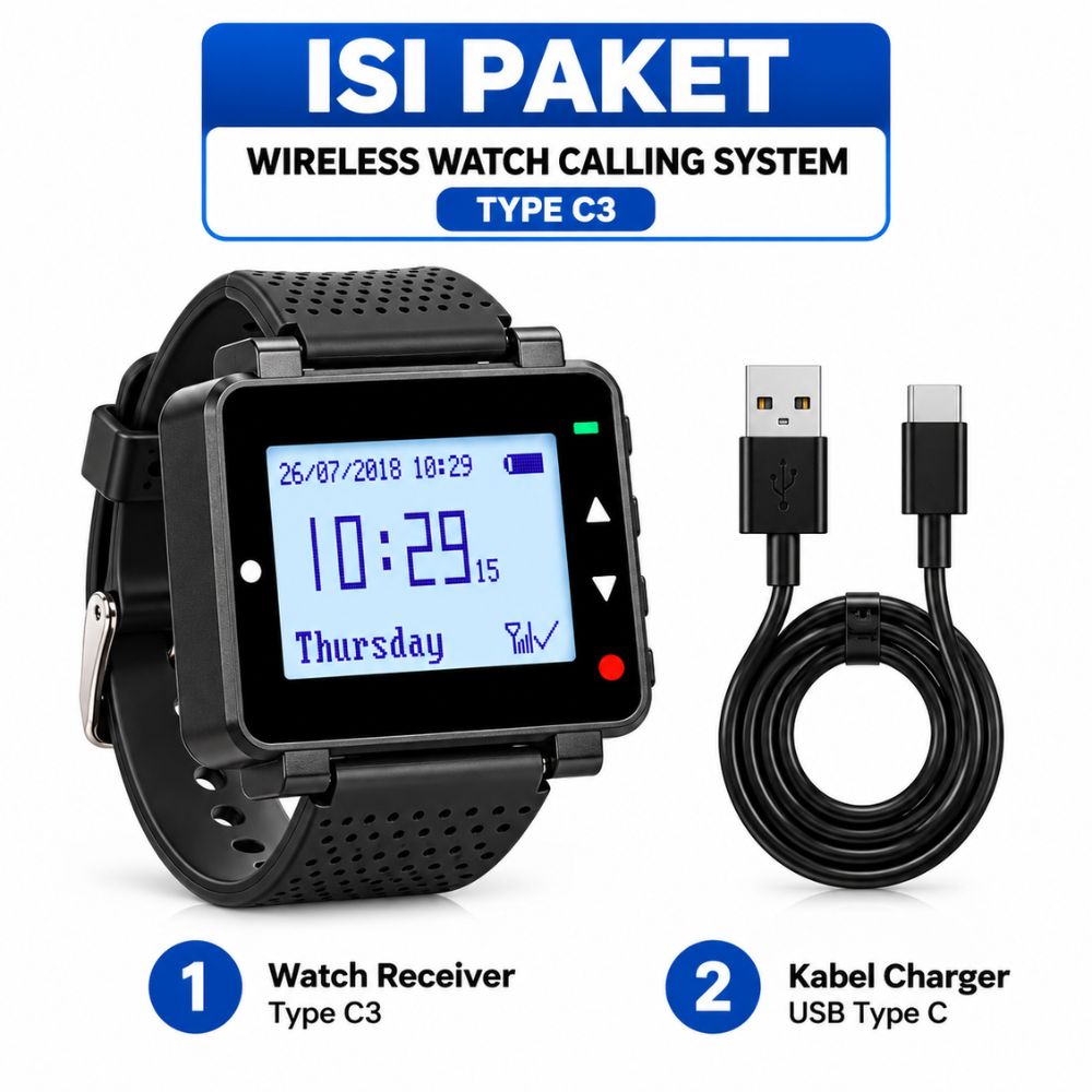 Jam Tangan Calling System Panggil Pelayan C3 - Gambar 4