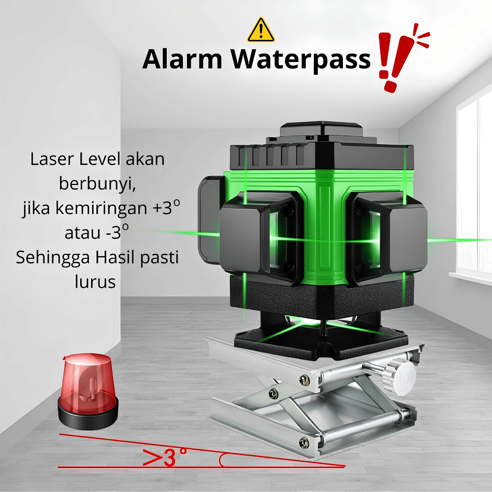 Laser Level 16 Line 4D Cahaya Hijau Terang Auto Leveling IP54 2 Baterai 4800mAh - Gambar 3