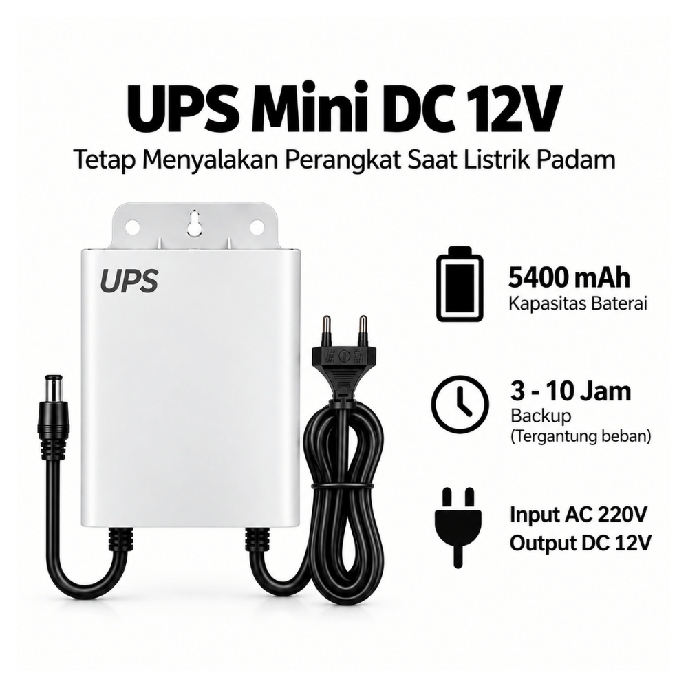 UPS Mini DC 12V 5400mAh Backup Baterai untuk Router WiFi, IP Camera dan Modem ONT - Gambar 2