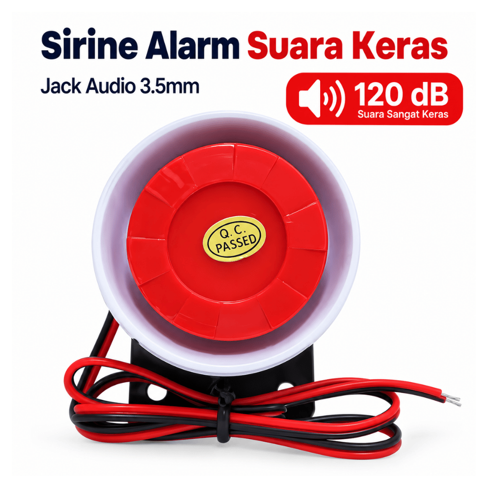 Sirine Alarm 12V DC 120 dB, Buzzer Suara Keras dengan Jack Audio 3.5mm - Gambar 2