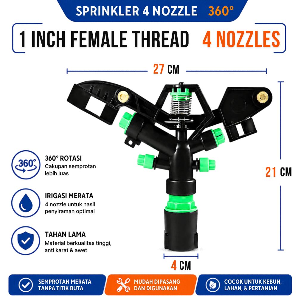 Sprinkler Irigasi Pertanian Alat Penyiraman Otomatis Taman & Kebun - Gambar 3