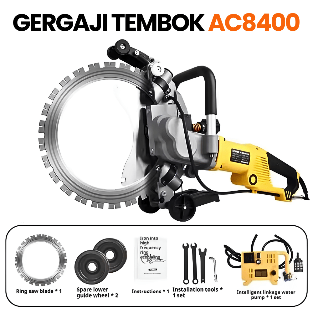 Mesin Potong Beton Tembok AC8400 5000W Blade 400mm Cut Depth 29cm Brushless