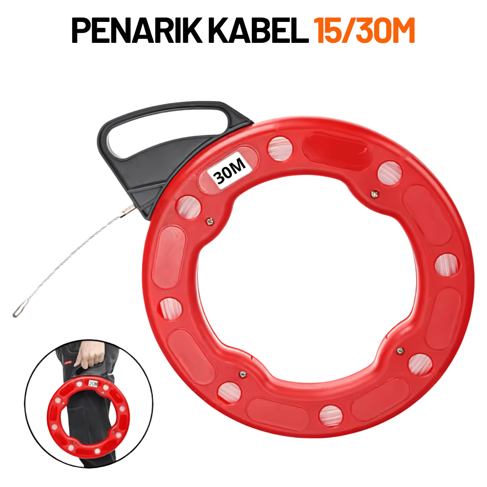 Fish Tape Alat Penarik Kabel Pipa Conduit Fiberglass 4mm Panjang 15M dan 30M