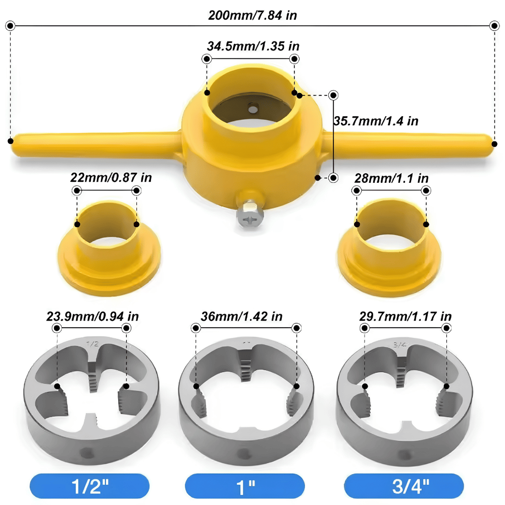 Senai Pipa PVC Tebal PPR Thread Maker Alat Pembuat Drat Ulir Pipa 1/2 3/4 1 Inch - Gambar 2