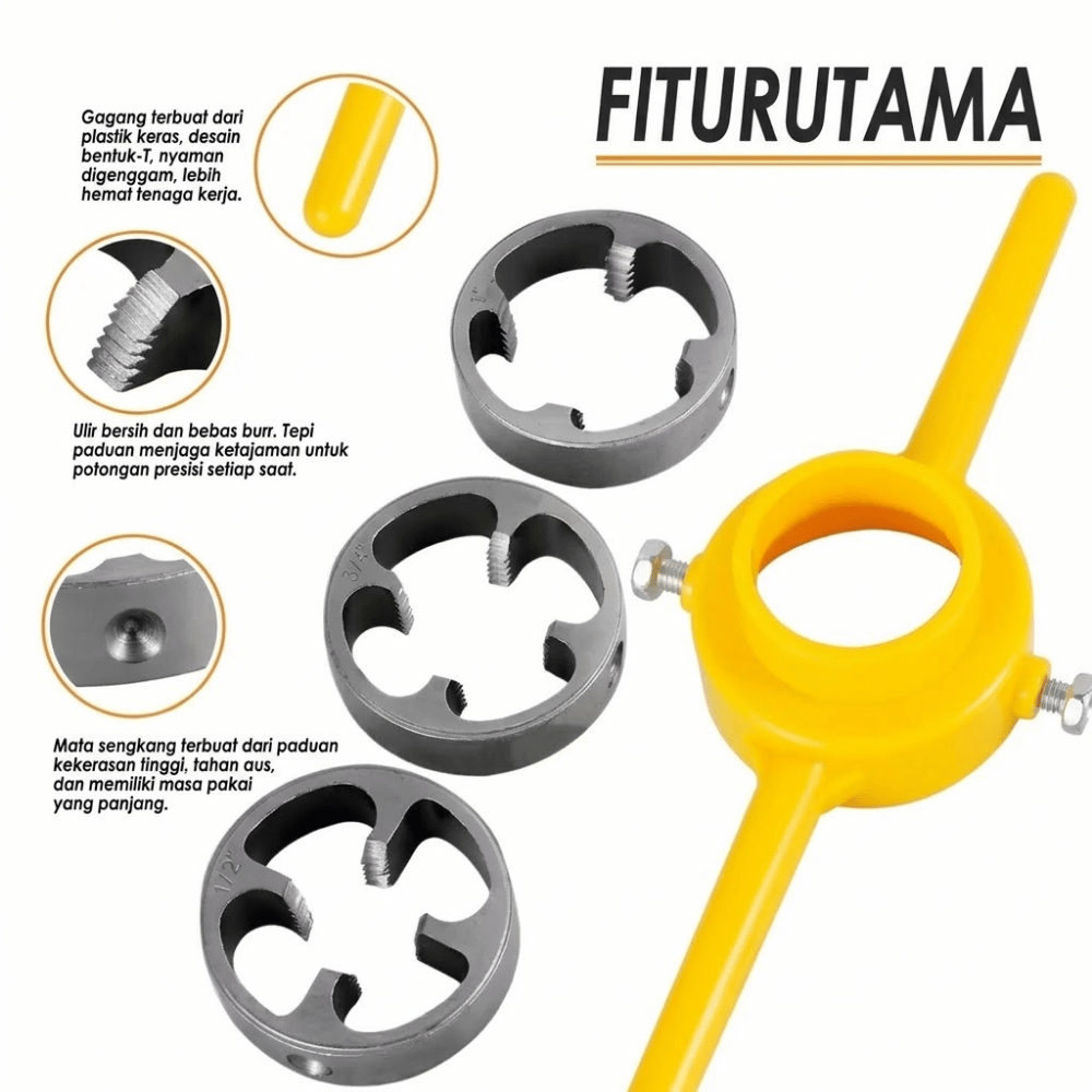 Senai Pipa PVC Tebal PPR Thread Maker Alat Pembuat Drat Ulir Pipa 1/2 3/4 1 Inch - Gambar 3