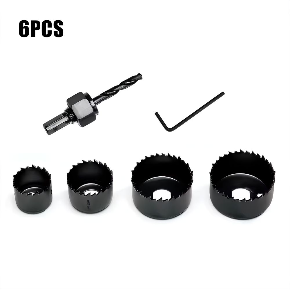 Mata Bor Pelubang Kayu Set Hole Saw Kit 6 Pcs Size 32mm 38mm 44mm 54mm PVC Pipa - Gambar 5