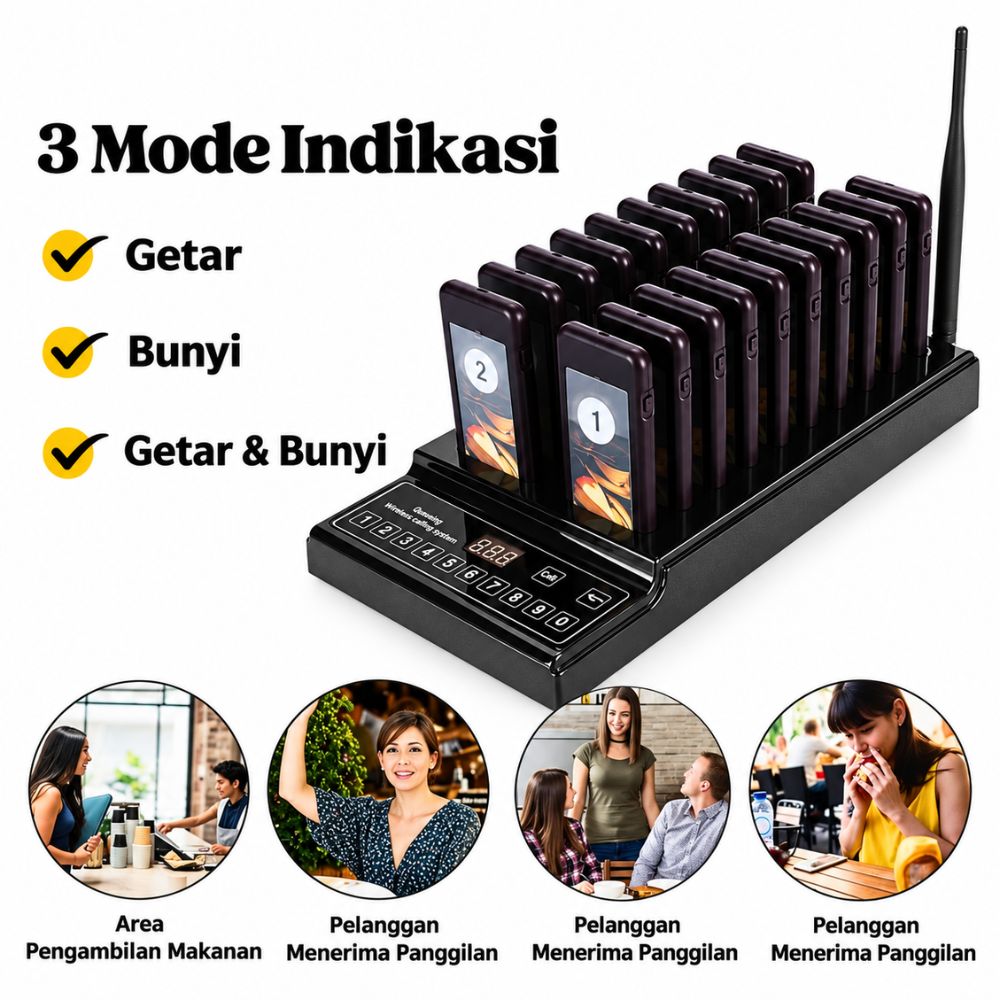 Calling System Antrian Wireless 20 Remote Pager Pemanggil Antrian - Gambar 3