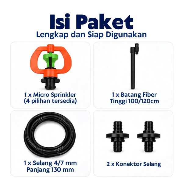 Paket Alat Penyiraman Tanaman Otomatis Sprinkler Micro + Tiang Irigasi 100/120cm Alat Penyiram Tanaman Irigasi - Gambar 2