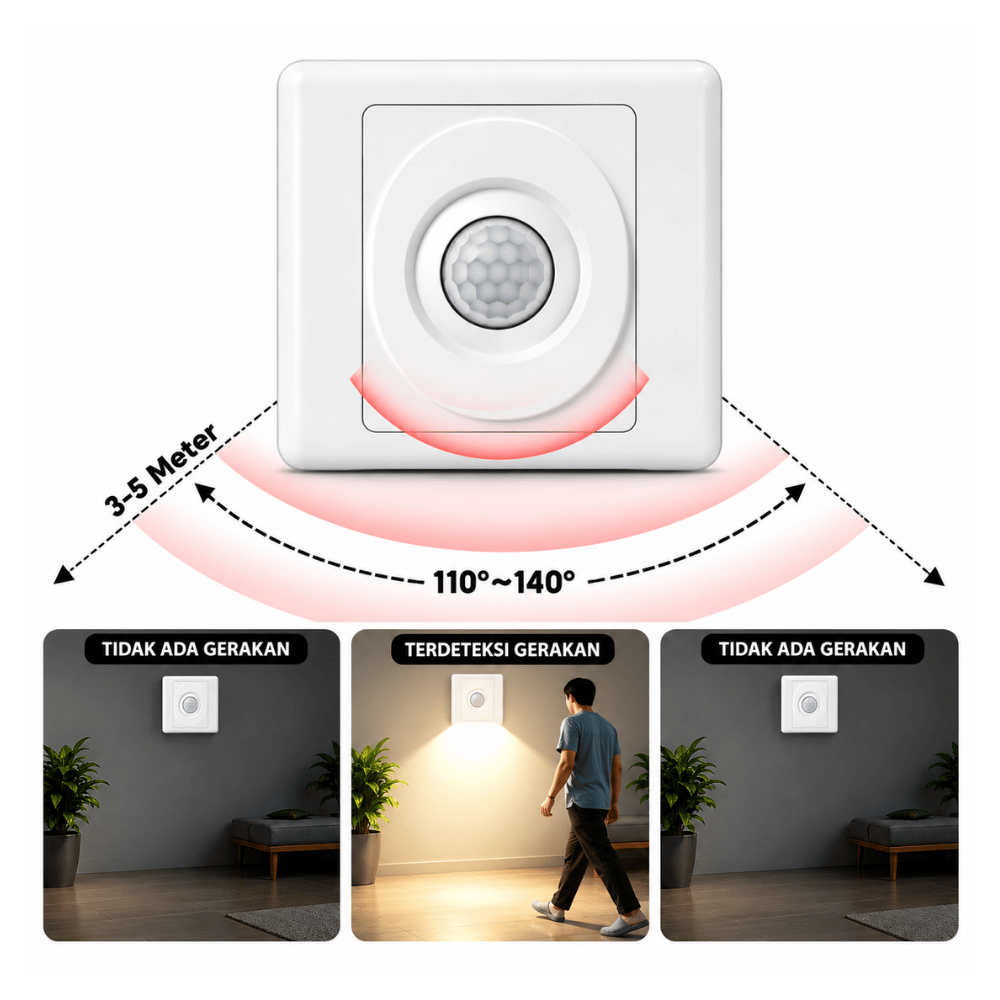 Saklar Dinding Sensor Gerak PIR Otomatis 100-240V AC - Gambar 3
