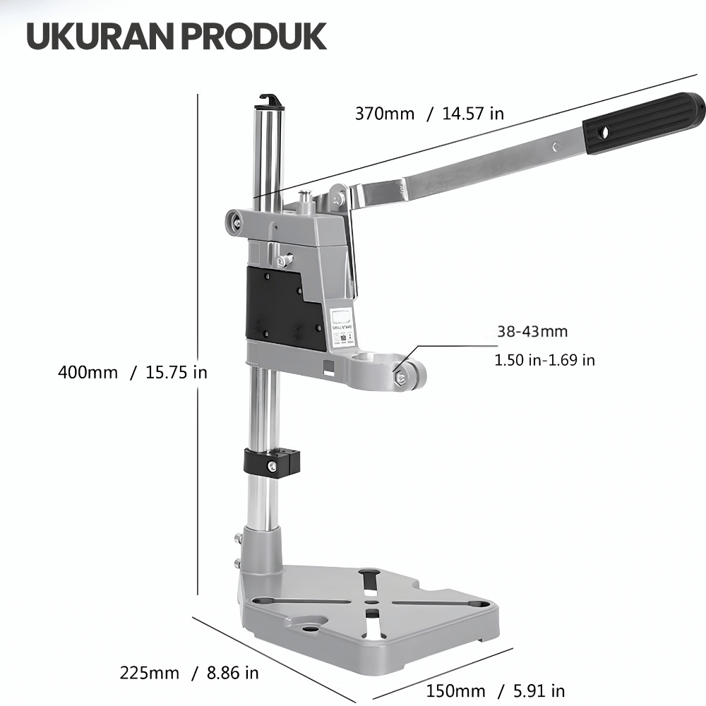 Dudukan Mesin Bor Tangan Stand Drill Press Vertikal Aluminum Alloy Tiang 40cm - Gambar 4