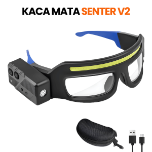 Senter Kepala Kacamata Kerja Safety 2 in 1 LED COB XTE 500 Lumen Sensor Gerak