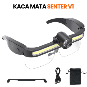 Kacamata Safety LED COB Anti Fog Pelindung Mata W13 Senter Kerja 250 Lumen