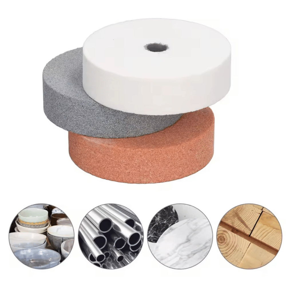 Batu Gerinda Roda 3 Inch Mesin Asah Bench Grinding Wheel 2 Pcs Putih Cokelat - Gambar 4