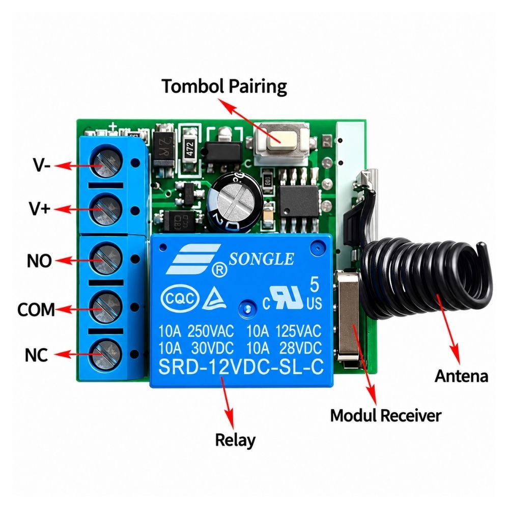 Saklar Remote ON OFF DC 12V Wireless Relay Switch dengan Box – Saklar Jarak Jauh - Gambar 4