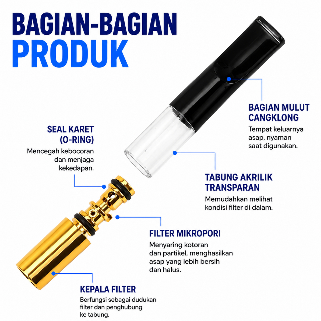 Pipa Filter Saringan Asap Tar 170 High Quality Grade - Gambar 2