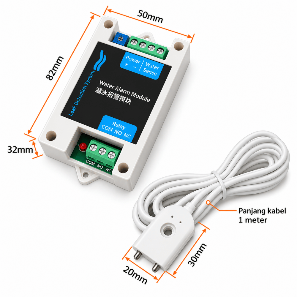 Alarm Anti Banjir dan Kebocoran Air DC 12V Water Leak Detector dengan Relay - Gambar 4
