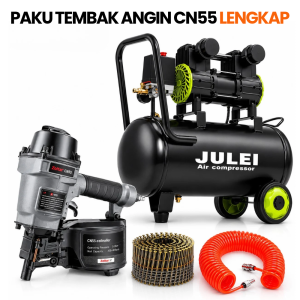 Paku Tembak Angin CN55 Paket Kompresor Selang 12 M Paku Refil Siap Pakai