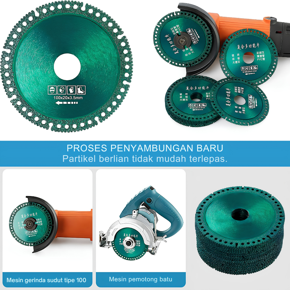 Mata Gerinda Potong Multifungsi 4 Inch Keramik Granit Stainless Marmer PVC Brazed - Gambar 5