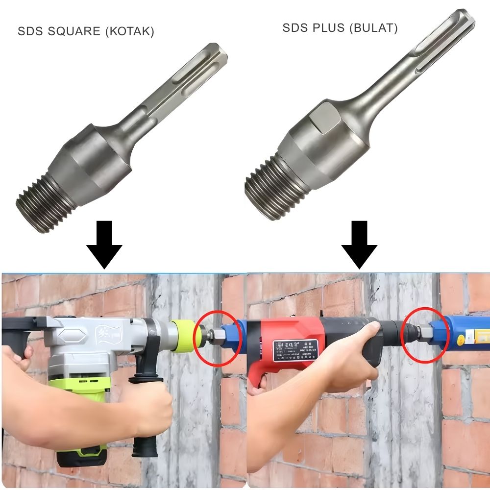 Konektor Adaptor Coring SDS SDS Plus Sambungan Mata Bor Coring Beton Dinding Baja - Gambar 3