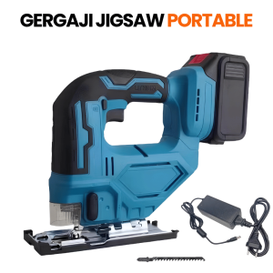 Mesin Gergaji Jigsaw Cordless 21V Baterai 10 Cell Brushless Potong Kayu Besi PVC