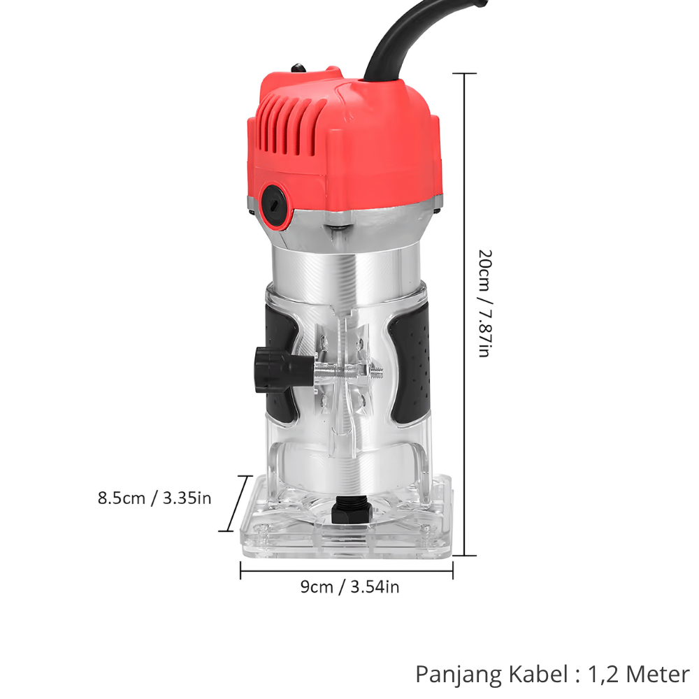 Mesin Trimmer Kayu M1P-3701 Profil Profiler Kayu 800W 30000 RPM Collet 1/4 Inch - Gambar 4