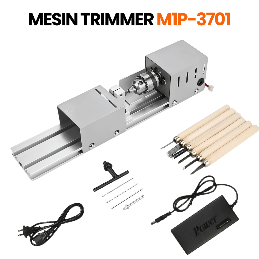 Mesin Bubut Kayu Mini Lathe Machine 96W 7 Speed Tasbih Pelampung Pancing Set