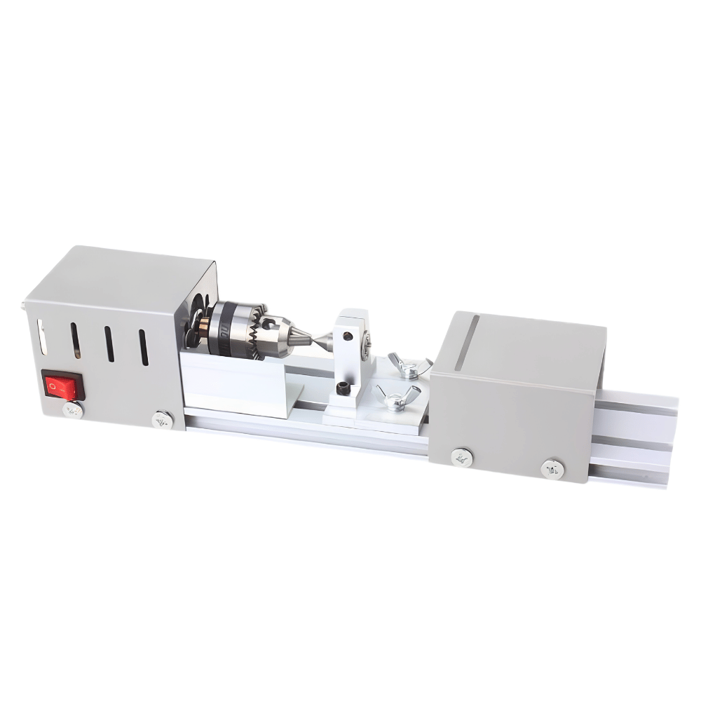 Mesin Bubut Kayu Mini Lathe Machine 96W 7 Speed Tasbih Pelampung Pancing Set - Gambar 2