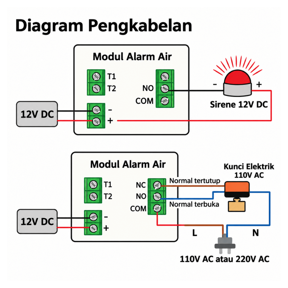 Alarm Anti Banjir dan Kebocoran Air DC 12V Water Leak Detector dengan Relay - Gambar 5